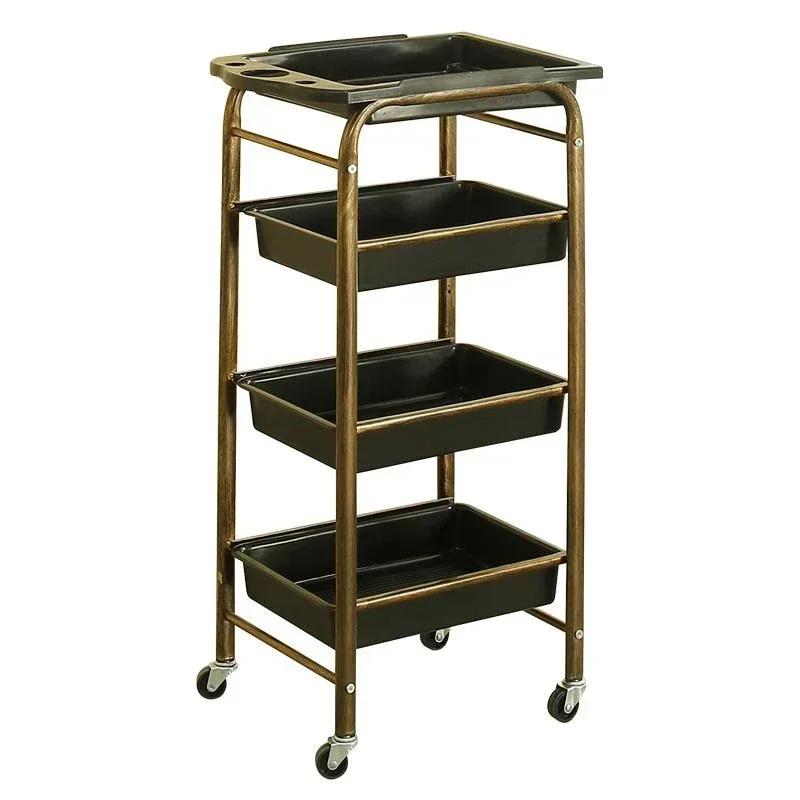 

Multi-storey Salon Torlley Black Plastic Cart Aesthetic Auxiliary Trolley Chariot Barber Equipment Beauty Salon Organizadores