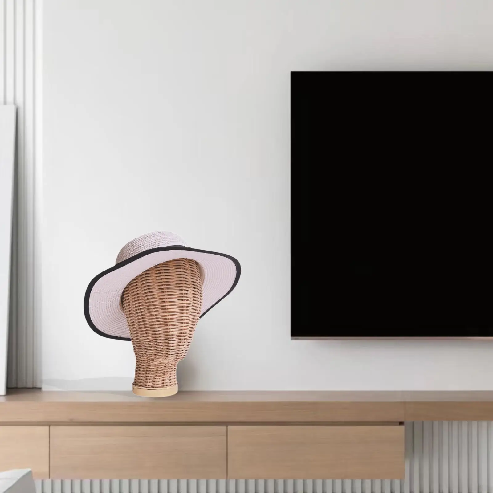 

Hat Stand Rattan Headdress Display Stand for Hairpieces Hair Salon Scarves
