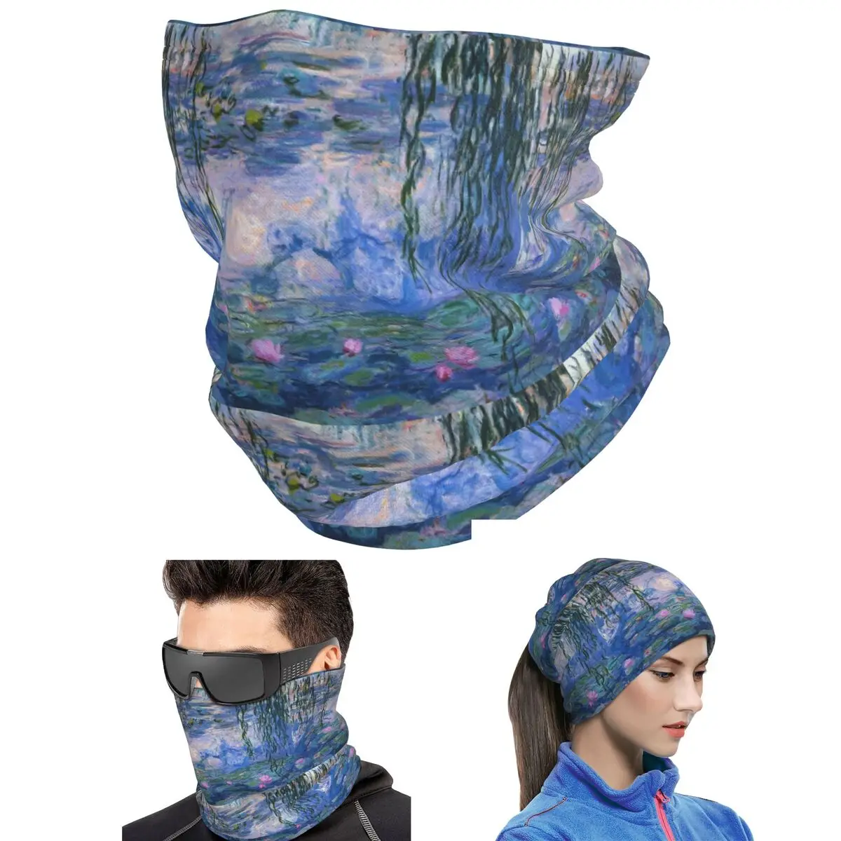 Claude Monet - Water Lilies Bandana Neck Gaiter Printed Wrap Scarf Running Cycling Scarf Unisex Adult Windproof
