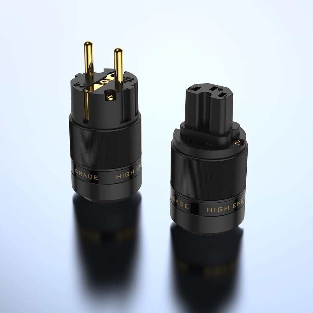 

Pair GE+GC Unprint High End 24K Gold Plated Schuko AC power plug+IEC power connector