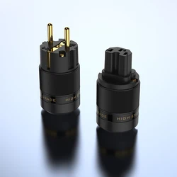 Pair GE+GC Unprint High End 24K Gold Plated Schuko AC power plug+IEC power connector