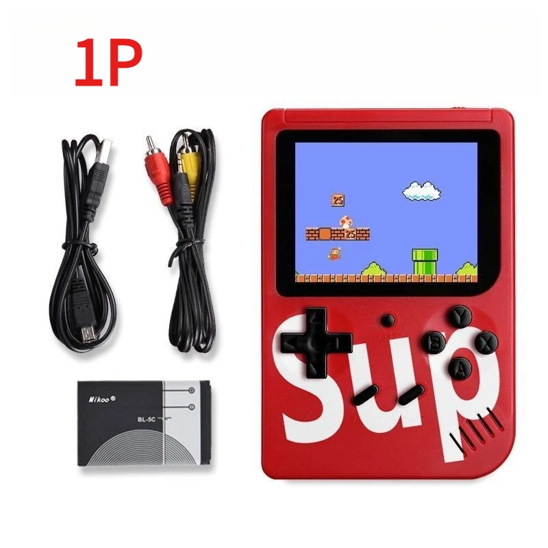 Consola de juegos portátil roja Retro, Mini consola de juegos para niños 400 en 1, consola portátil de doble juego clásica, compatible con 1P o 2P Play