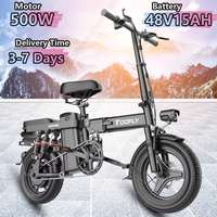 TOOFLY GS5 Electric Bicycle 500W Motor 48V15AH Lithium Battery Adult Electric Bike 14-inch Tire City Commuter Mini Folding Ebike