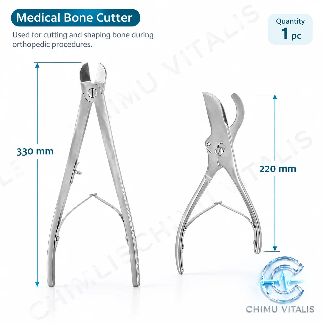 【CHIMU VITALIS】 Extended Crescent Rib Scissors Stainless Steel Instrument for Veterinary Use