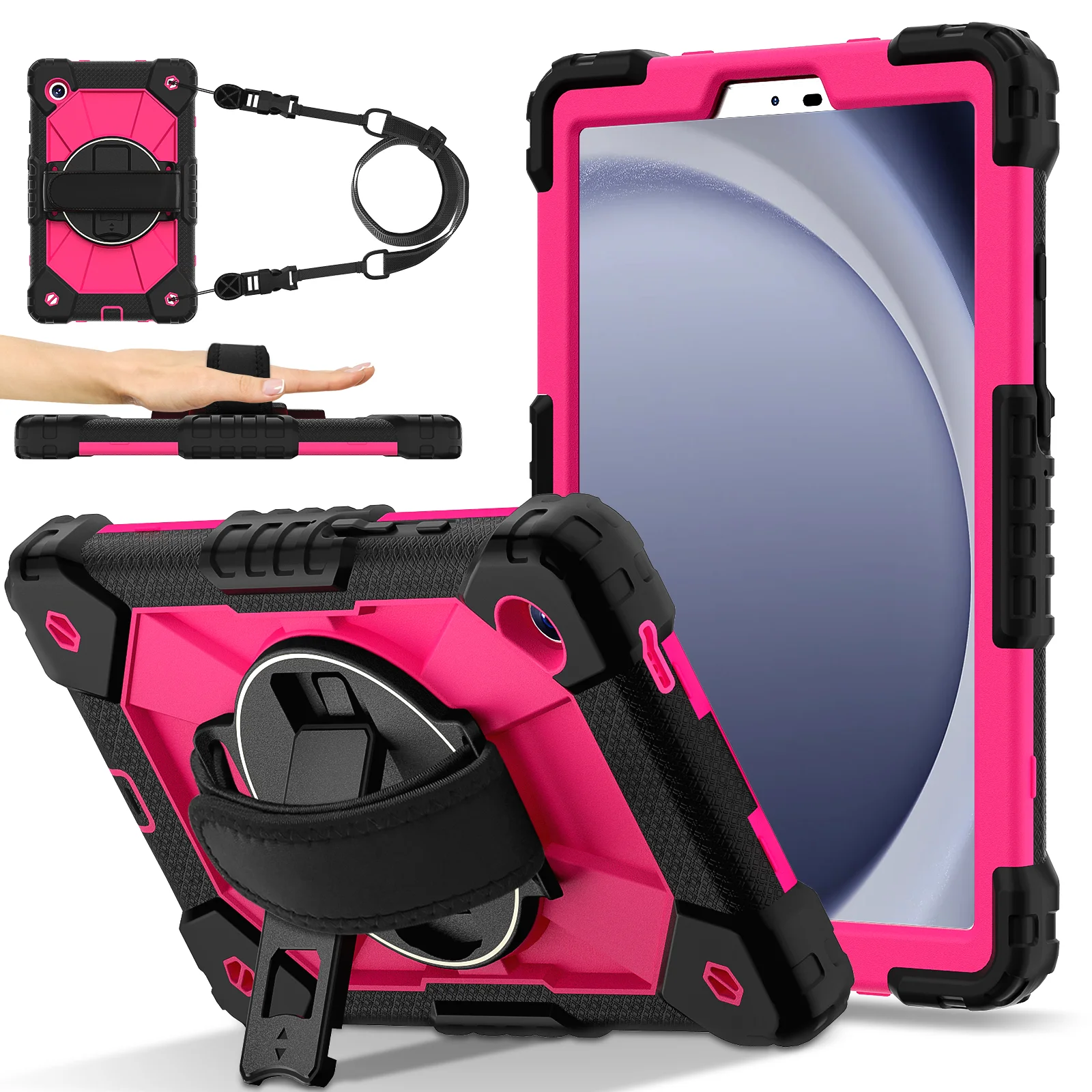 

360 Rotating Case Universal For Samsung Tab A11 2025 A9 2023 8.7" SM-X133 X135 X110 X115 X117 Hybrid Cover With Shoulder Strap