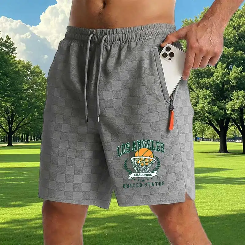 

Men's Print Casual Shorts Summer Quick Dry Sports Shorts with Zipper Pocket Elastic Waist Fitness Running Workout Short Pants