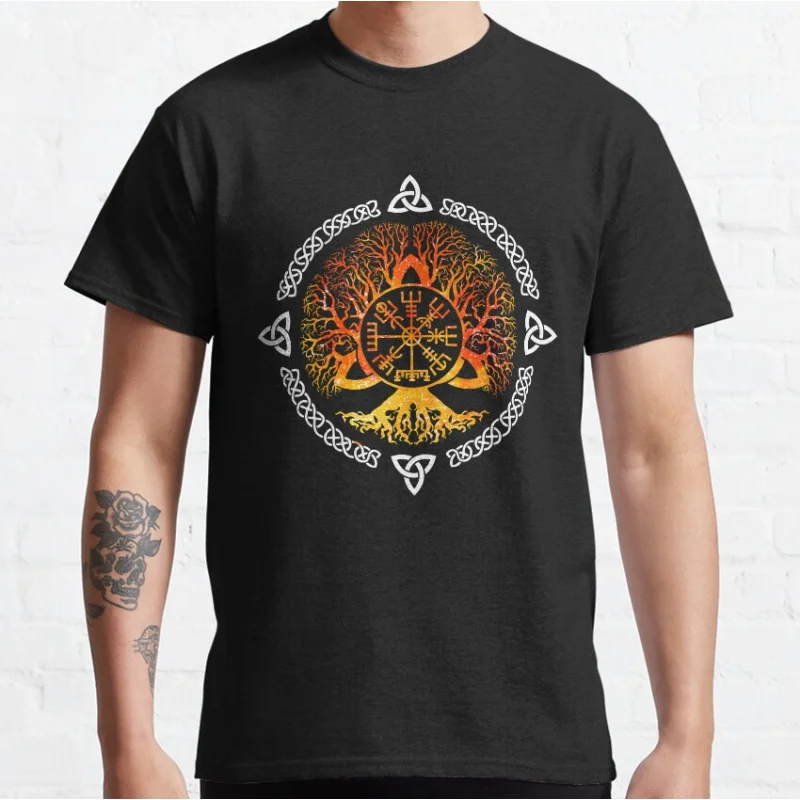 

Retro Norse Viking Yggdrasil Awe Tree Of Life Norse mythology Gift t shirt for man Large size Tops 100% cotton printed Clothes