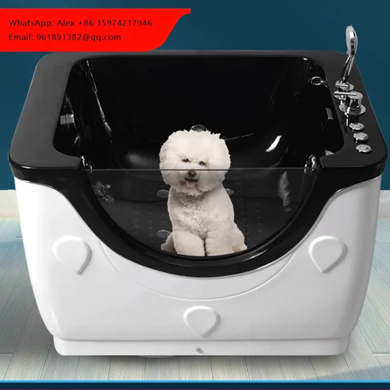 

Eco-Friendly Acrylic Pet Spa Machine Dog And Cat Bath Pool For Grooming Wood Material Bathtub For Bathroom Use For Pet Shop