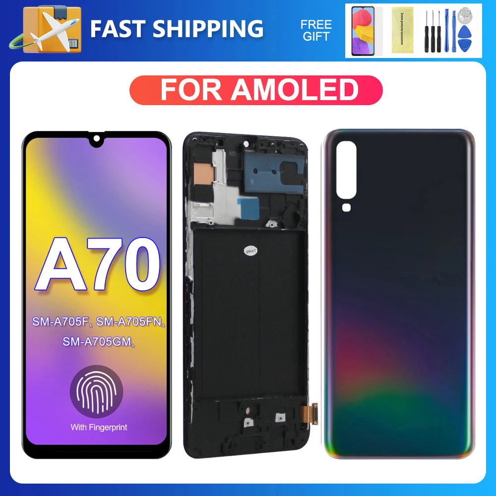 

A70 For Samsung 6.7''For AMOLED A705F A705GM A705W A705X A705U LCD Display Touch Screen Digitizer Assembly Replacement