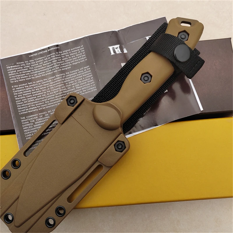 Outdoor survival knife straight knife EDC with k-knife sheath knife trade black brown fruit knife