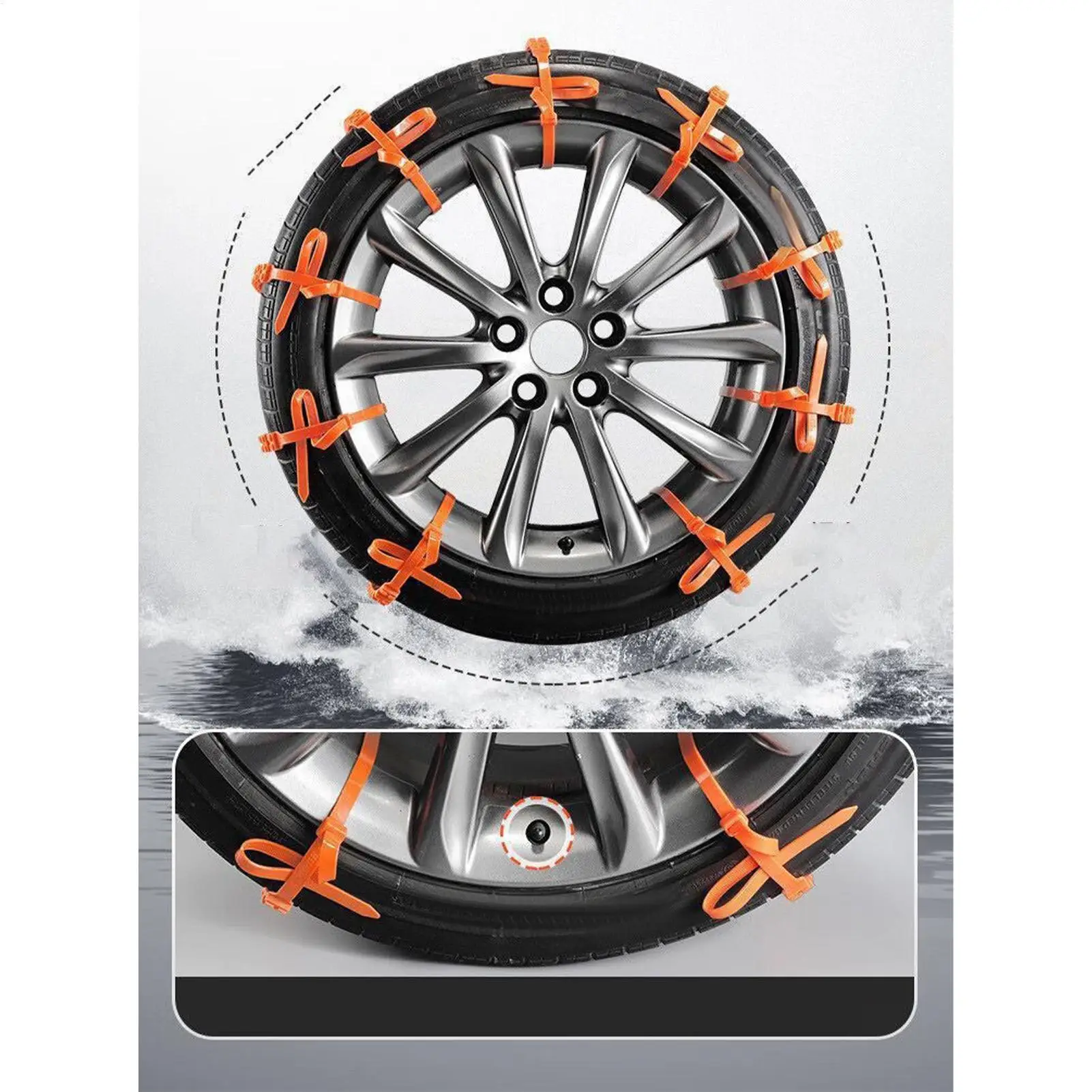 Tire Snow Chains 10 Pieces Zip Ties for Tires In Snow Automotive Wheel Anti-Skid Chain for Sedan SUV Truck Outdoor Winter