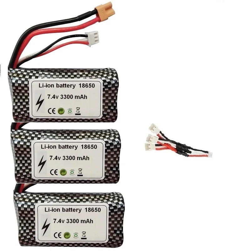 2S 18650 7.4V 3300Mah Li-Ion Batterij Xt30 Stekker Voor Huina 580 550 583 582 R/C Auto R/C Truck Onderdelen Speelgoed Batterij/7.4V Usb Oplader