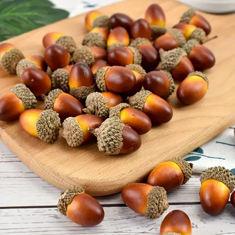 50pcs Realistic Artificial Acorns with Natural Acorn Cap - Perfect for Fall Decor, Home, Kitchen, Table Scatter, Crafting