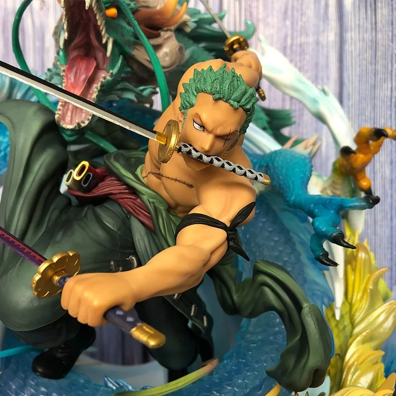 One Pieced Anime Figma GK Roronoa Zoro Three Sword Style Dragon Manga Oversize Figurine Statue Action Figure Collection Model To