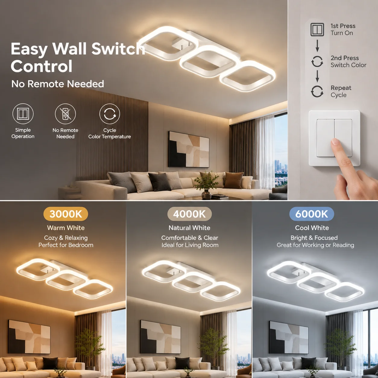 Hzralicth Nordic Modern Minimalist LED Ceiling Light for Home Living Room Corridor Balcony Entrance Decor Lamp