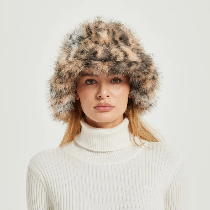 

2025 Autumn Winter New Leopard Print Fisherman Hat - Women's Fever-Inspired Warm Bucket Hat Stylish Slouchy Cap for Cold Weather