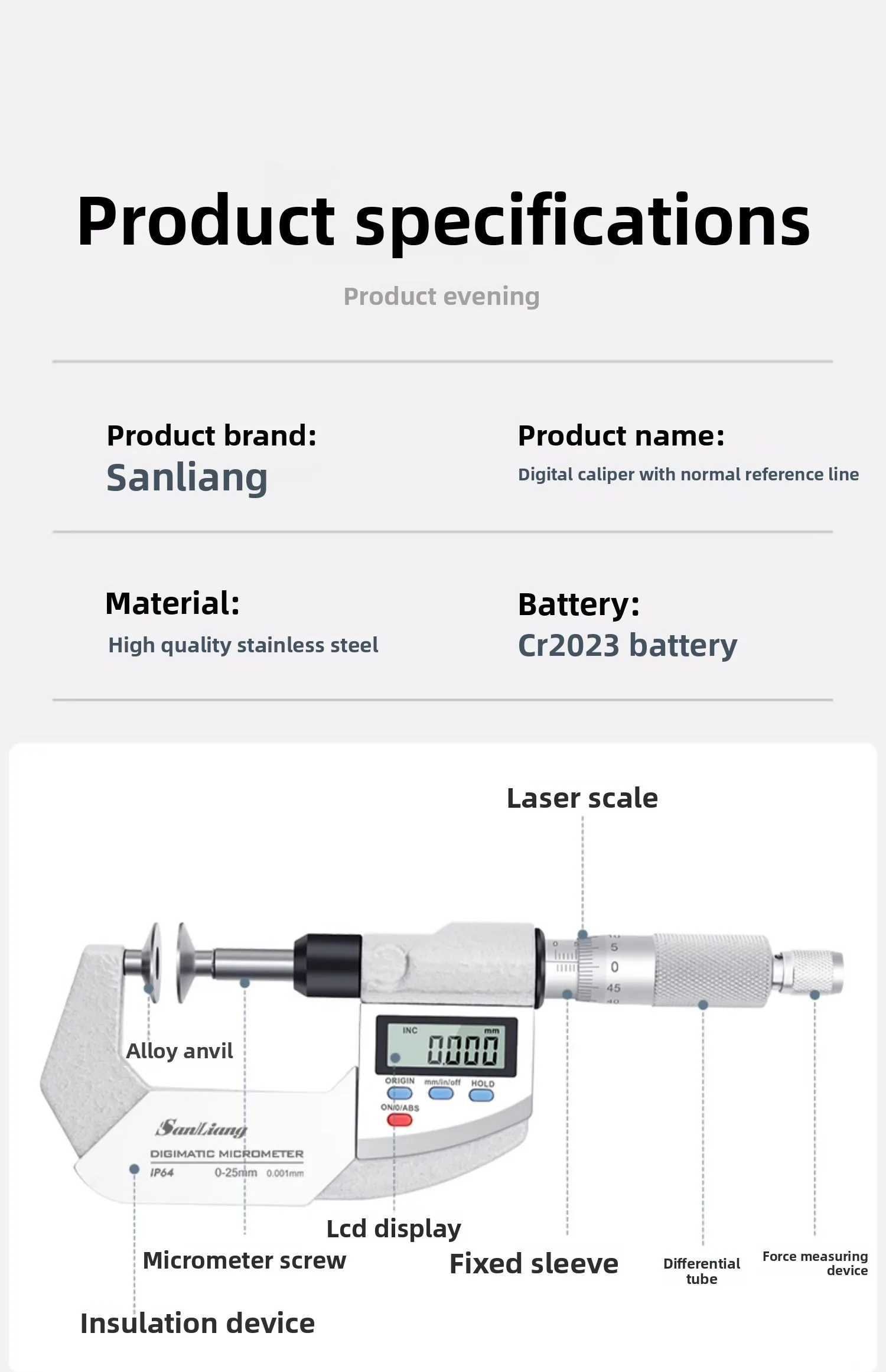 Digital micrometer large round measure head face tips soft thickness  long big range  50-75mm 75-100mm Gear common normal line