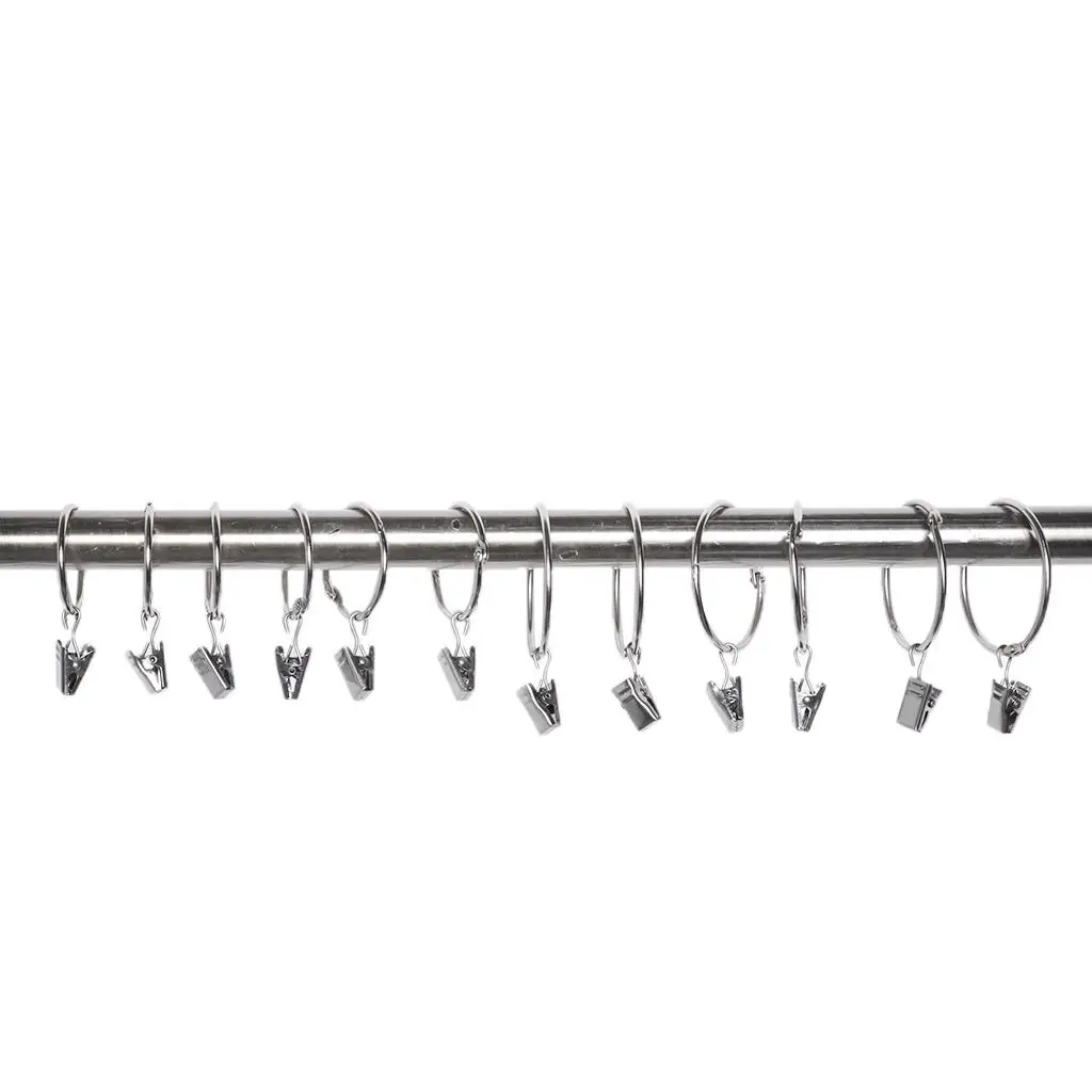 Iron Curtain Ring Hooks with Clip for Extendable Curtain Rods Modern Roman Round Rings for Hanging Curtains