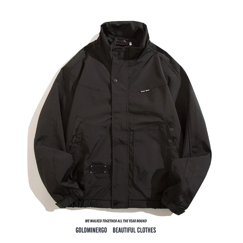 

Retro Japanese Sle Outdoor Functional Sports Jaet Men's Trendy Pure Color Versatile Harajuku Sle Stand Collar Workwear ...