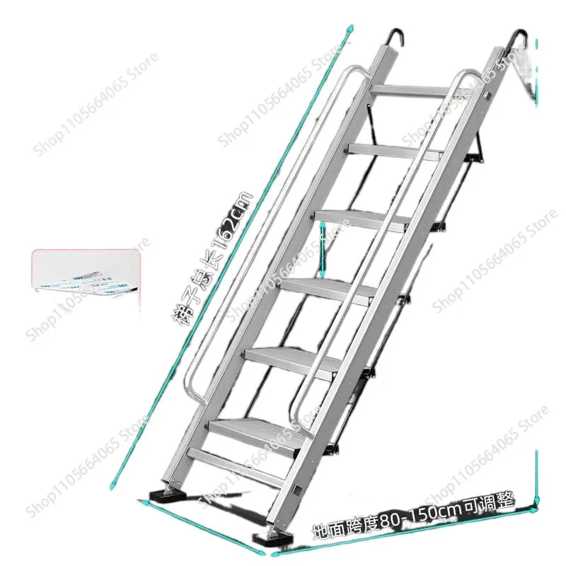Attic Ladder Thickened Aluminum Alloy Collapsible Mobile Dormitory Stairs