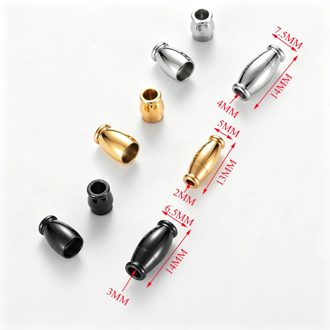 10Pcs Stainless Steel Strong Magnetic Clasps Olive Shaped End Connector For DIY Handmade Bracelet Necklace Jewelry Make Findings