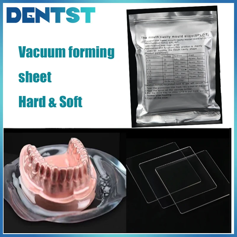Dental Orthodontic Splint Retainer Slice Vacuum Forming Sheet Soft/Hard Square Plastic 0.8/1.0/1.5/2.0mm Thermoforming - view 6