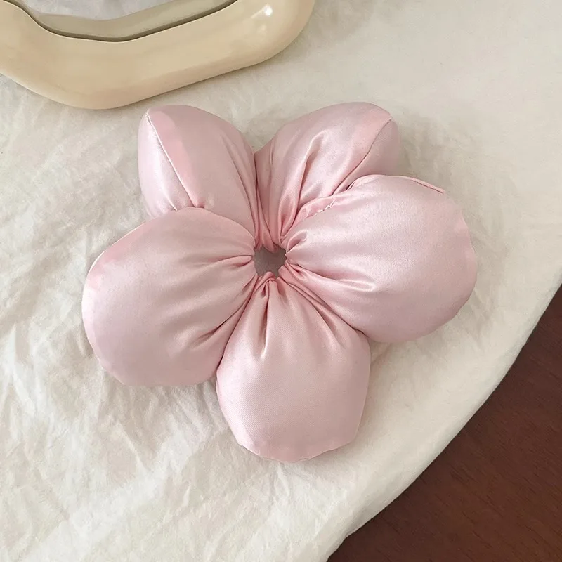 Silk Flower Hair Scrunchies Elastic Rubber Band Hair Ties Big Large Gum Ropes Ponytail Holders for Women Girls  Headwear