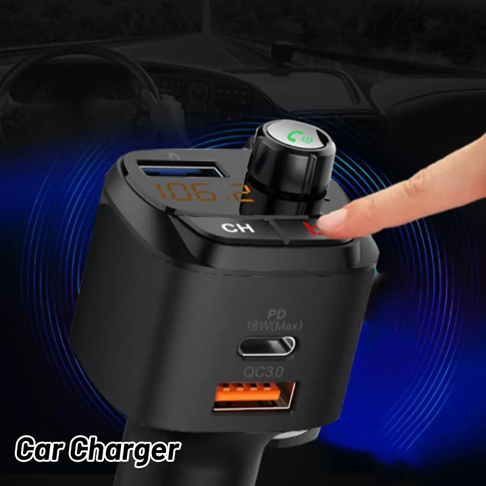 New Bluetooth Car Fm Transmitter Handsfree Mp3 Music Transmitte Super Player Pd18w Type-c Charge Fm Modulator Fast Qc3.0 Ad I1o4