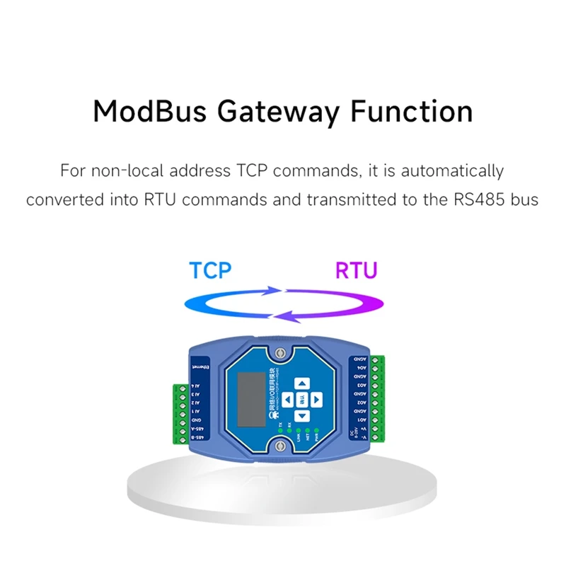 Télécommande 4 voies Mulhouse Ition Control, Modbus, TCP, I, P, Networking Tech, 4AI + 4AO, 0-20MA, RJ45, RS485, Modbus Gateway, OLED Display