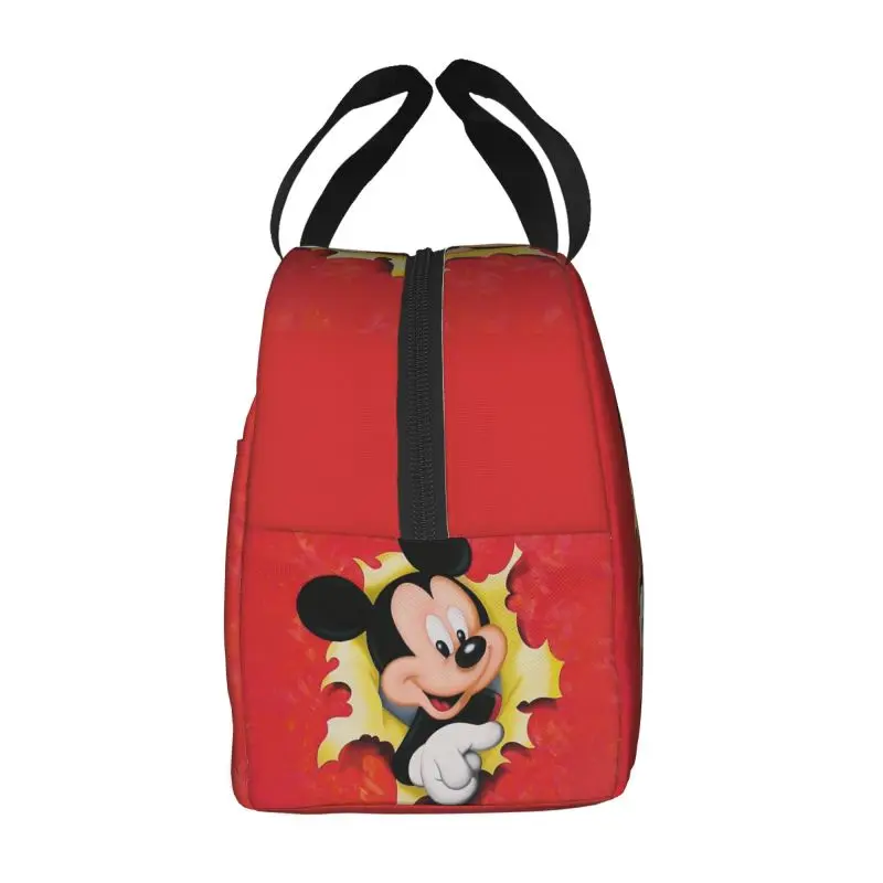 Custom Mickey Mouse Insulated Lunch Box for Women Portable Thermal Cooler Lunch Bag Food Picnic Container Tote Bags