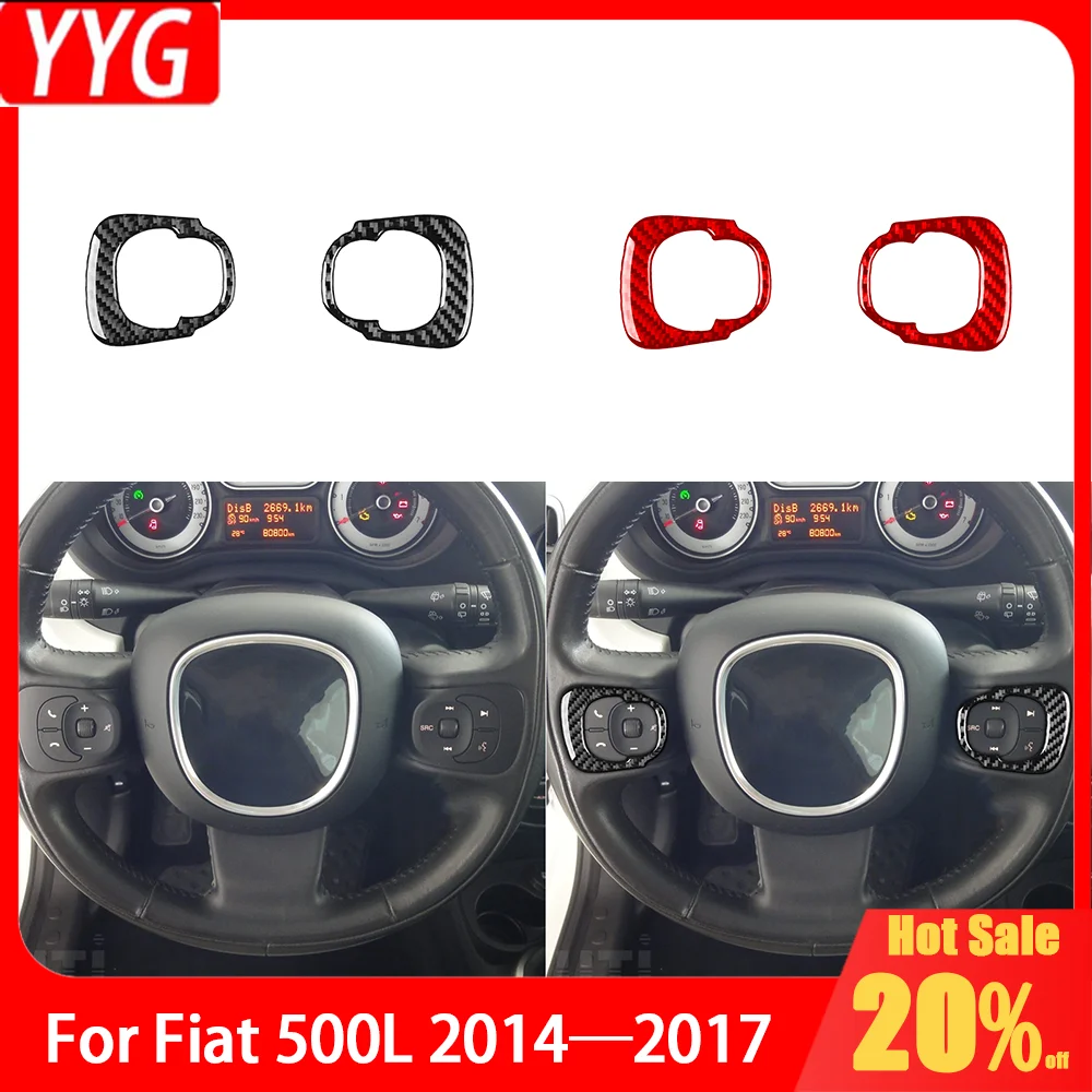 

Carbon Fiber Steering Wheel Button Panel Decal Car Accessories Interior Cover Trim Sticker Modification For Fiat 500L 2014—2017