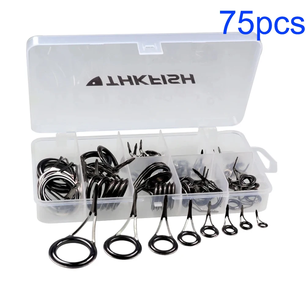 

Набор для ремонта рыболовных удилищ: 75 шт./кор. керамических кольцевых направляющих колец 3.5-23 мм для серфкастинга, сменные направляющие для удочек
