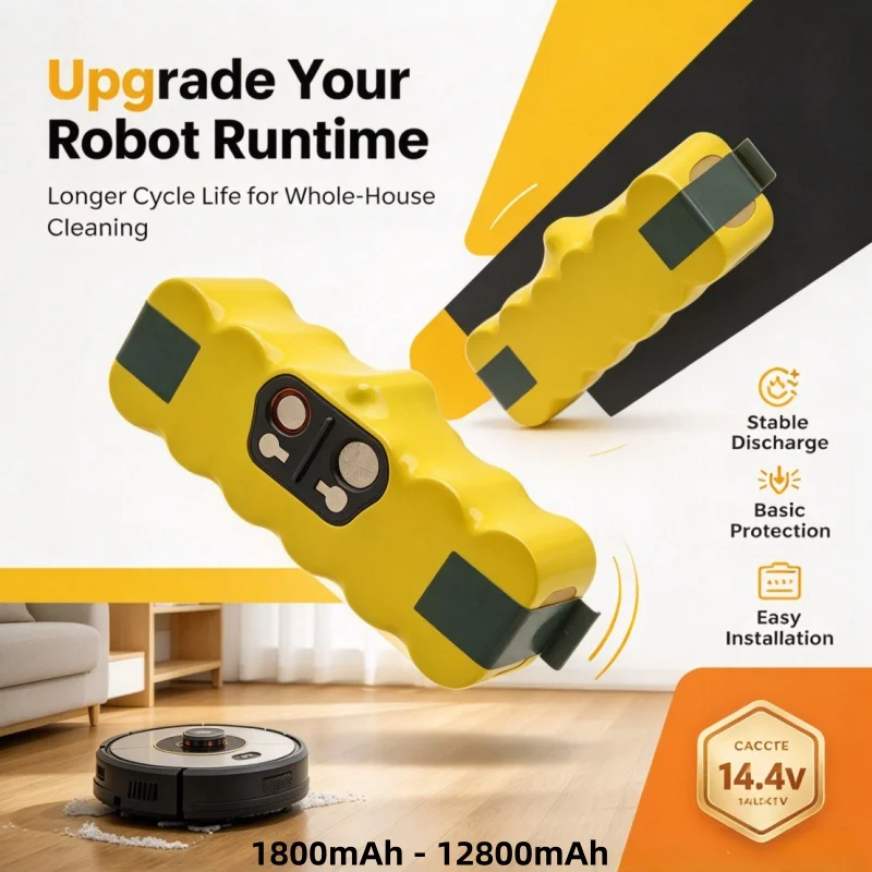 1800-12800mAh 14.4V Ni-MH Battery Pack Rechargeable Spare Battery Replacement For Roomba 500-800 Series Robot Vacuum Cleaner