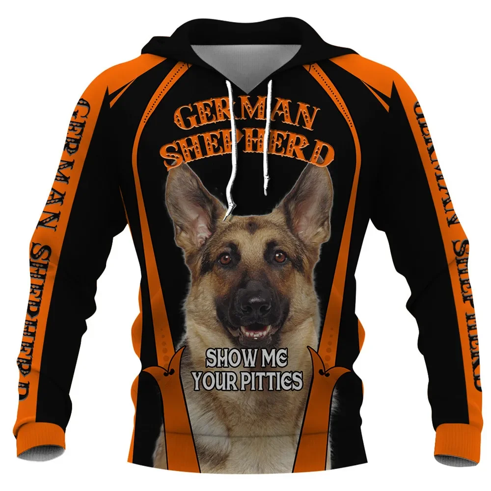 HX German Shepherd Hoodies 3D Graphic Show Me Your Pitties Sweatshirts Chihuahua Hoodies Fashion Sportswear Men Clothing