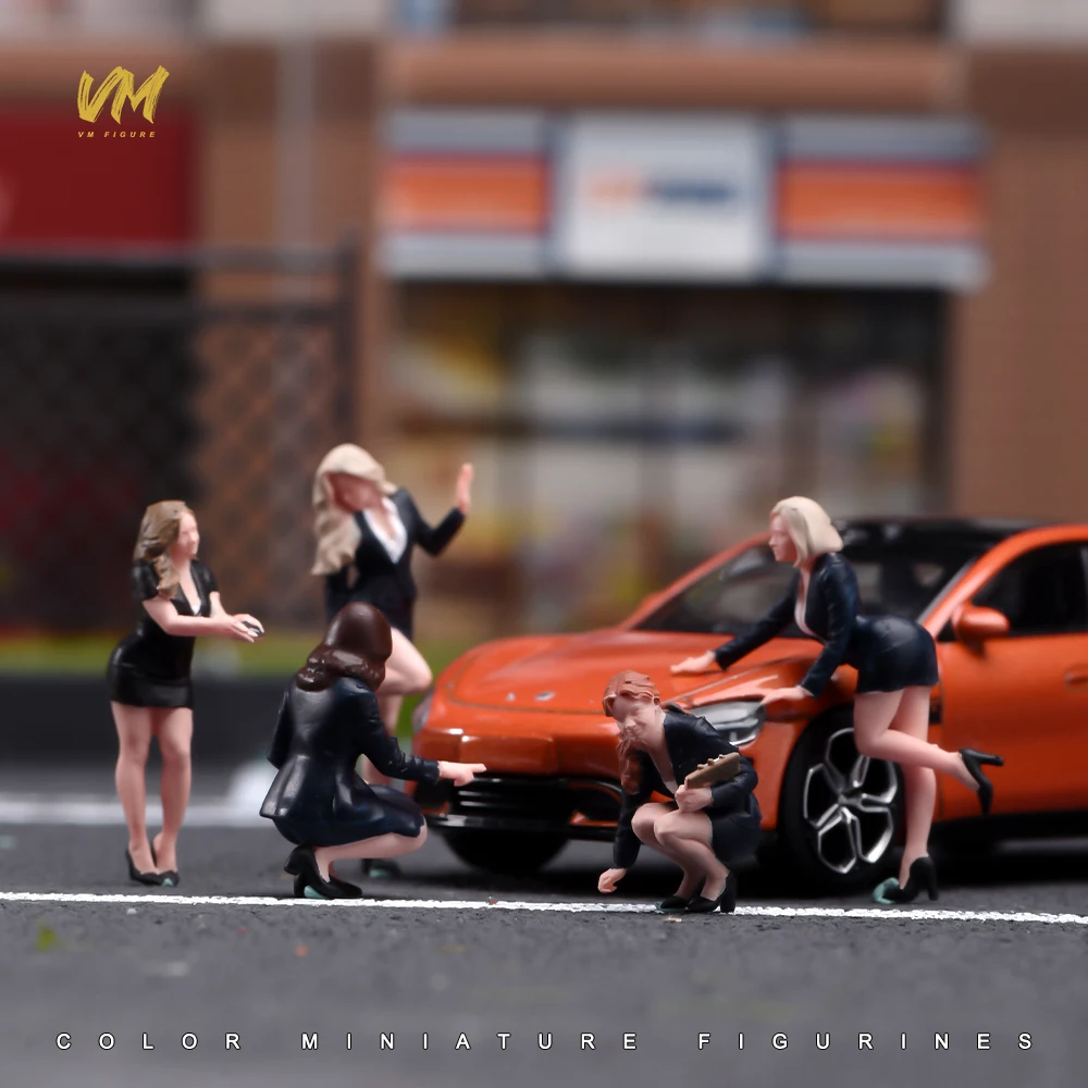 Face Painted Miniatures 1/18 1/24 1/43 1/64 Female Salesperson Secretary Staff Workplace Scene Props Figure View Vehicle Decor