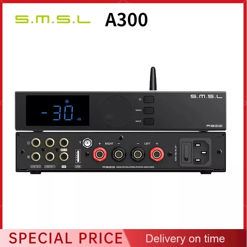 

SMSL A300 Power Amplifier BTL Mode BT5.0 Remote Control Digital Amplifier 330W SDB Patented Sound Effects Subwoofers HIFI AMP