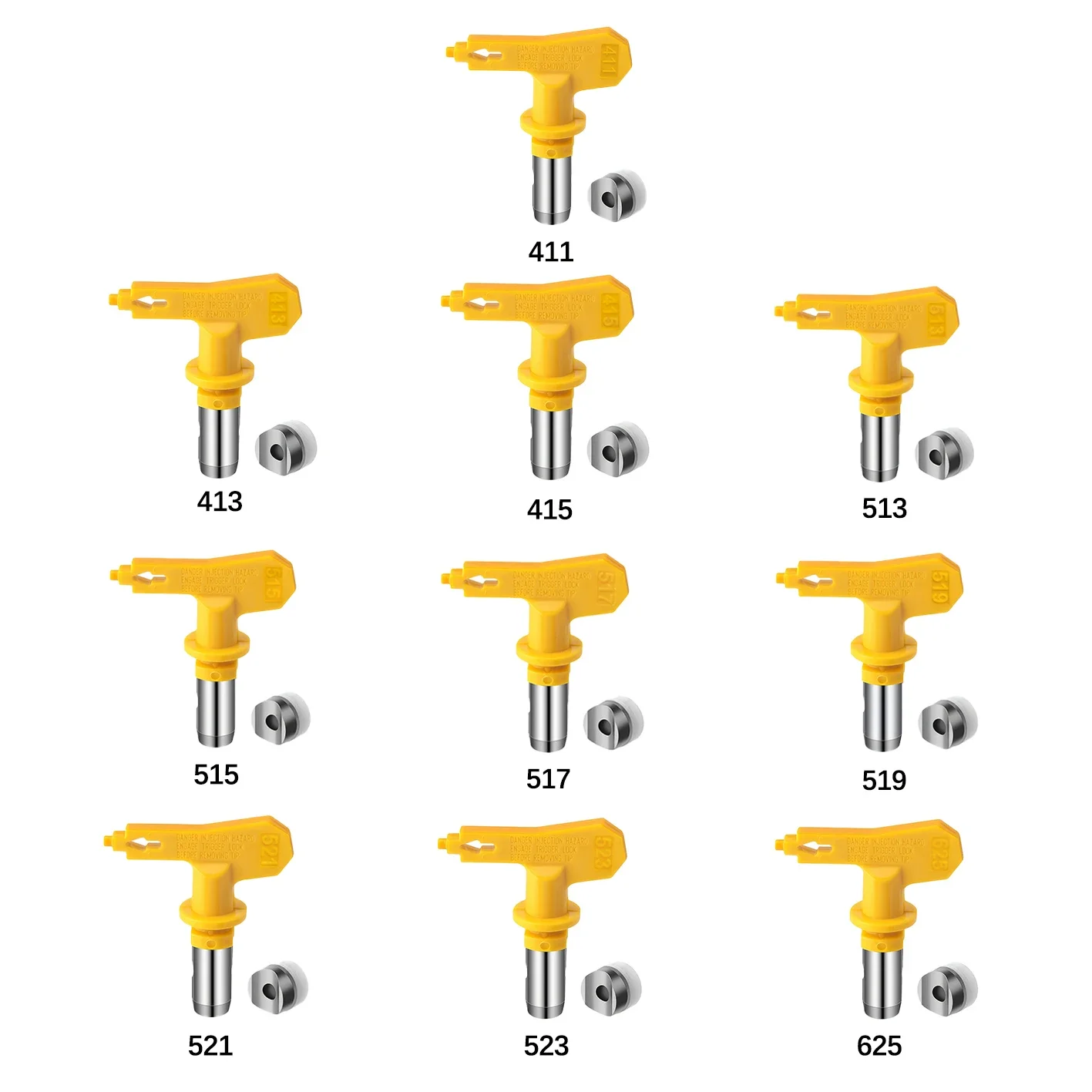 

Airless Spray Tip 411 413 515 517 519 523 625 Nozzle 513 521 415 for High Pressure Paint Sprayer, Carbide Replacemen