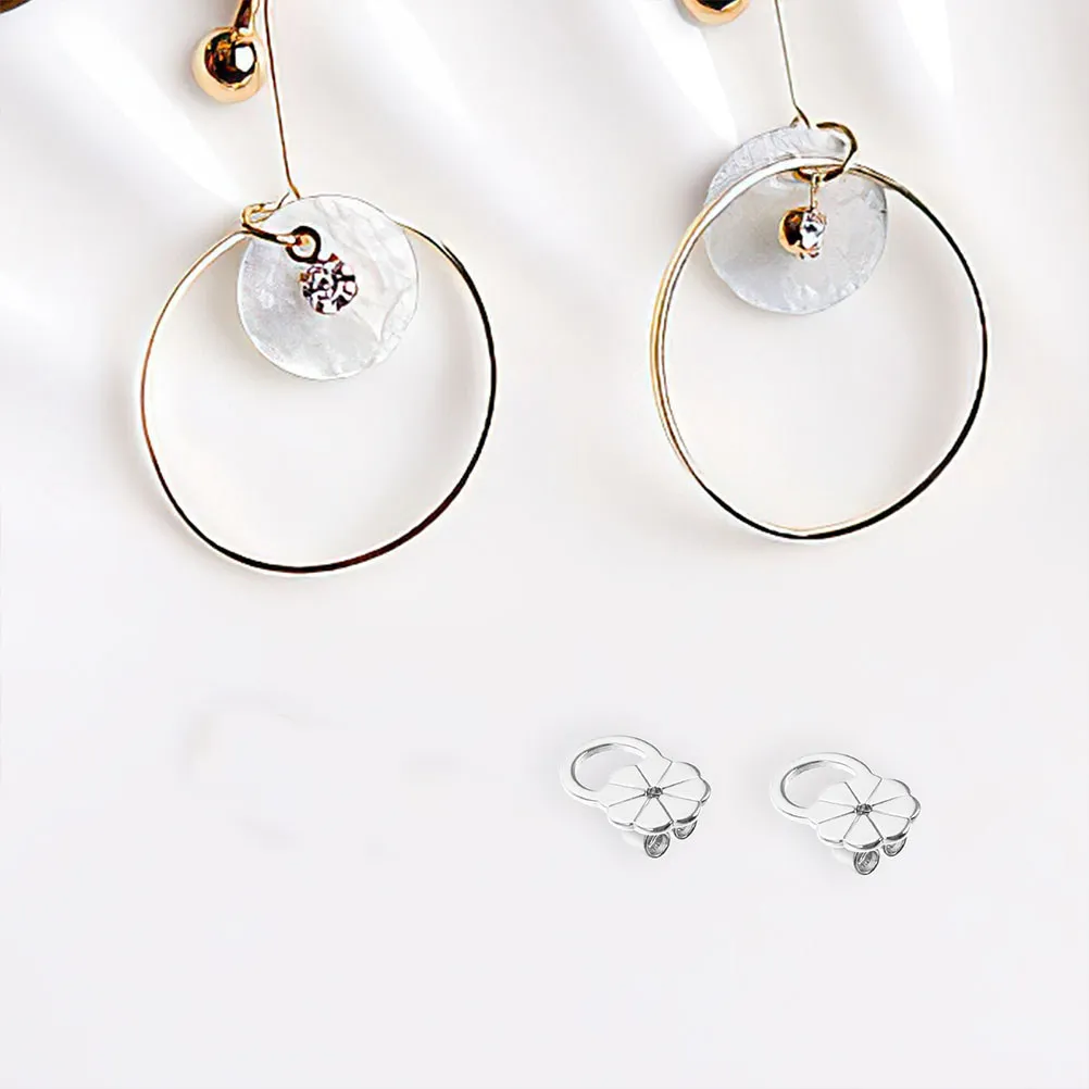 4Pcs Premium Silver Plated Flower Earring Backs Thickened Secure Fit Lifters for Heavy Stud Earrings Droopy Ear Support Backing