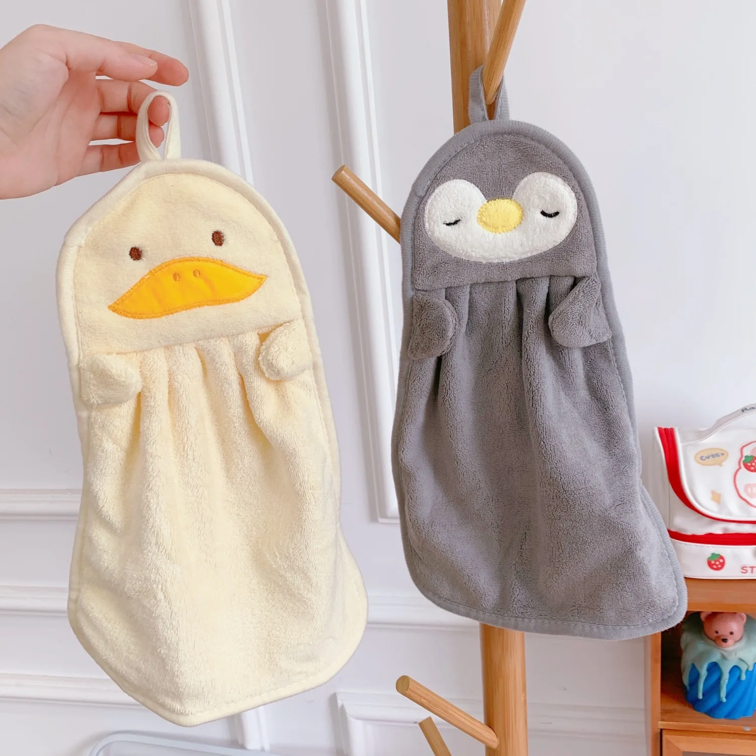 Hangable Hand Towel Absorbent Towel Children's Hand Towel Cute Penguin Duck Hand Towel Skin Friendly And Soft