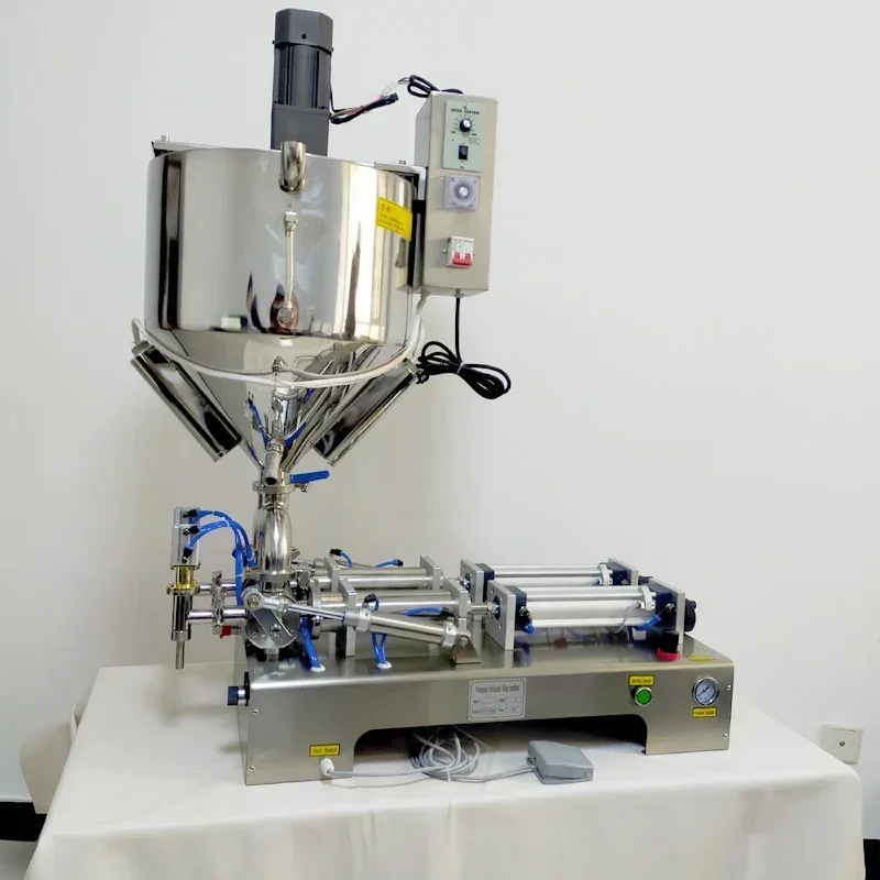 Riempitrice per pasta liquida a doppio scopo Riscaldamento Miscelazione Riempitrice a doppia testa