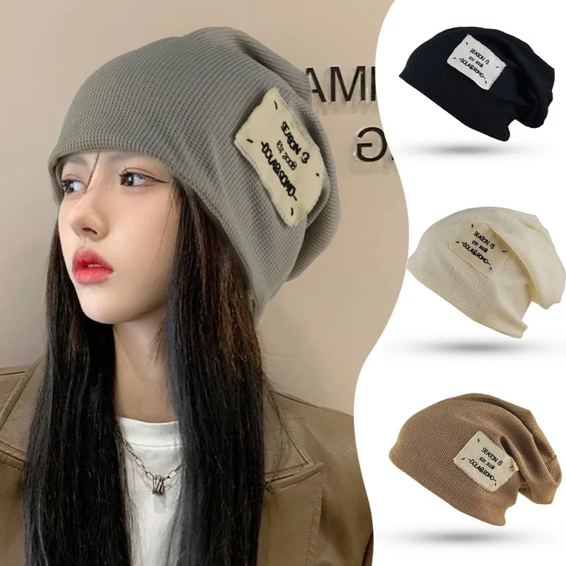 

Slouchy Knitted Beanie Hip Hop Cool Four Seasons Oversized Solid ColorWarm Fashion Hundred Take Cold Hat Female for Women Gift