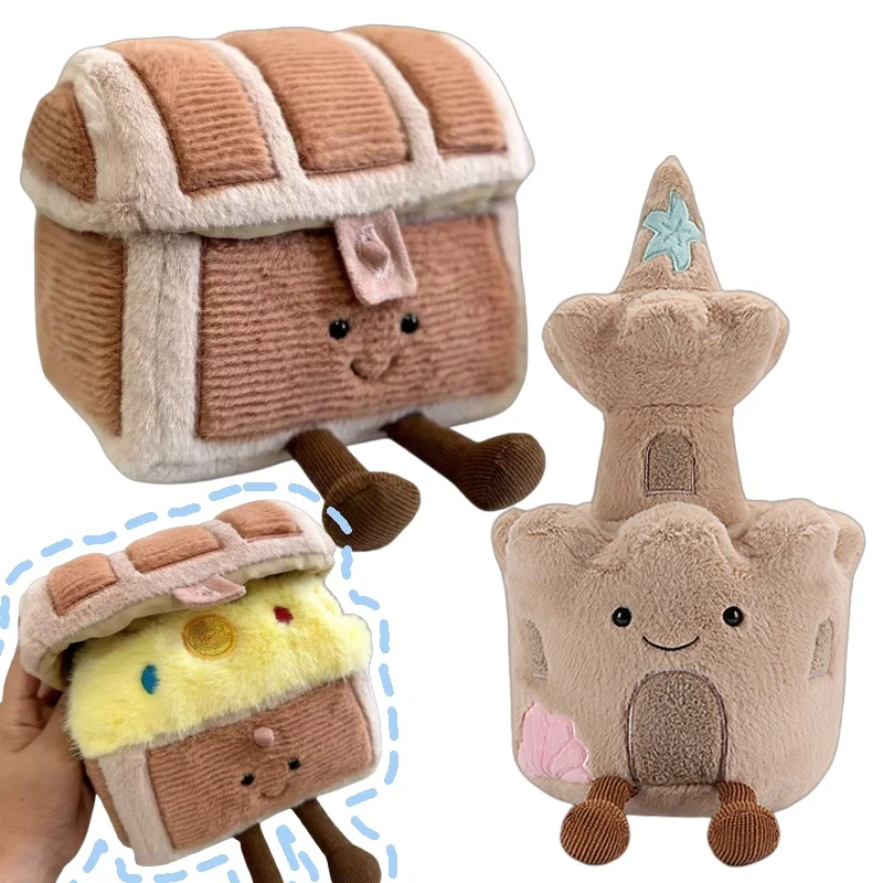 

JC Cute Treasure Chest Sandcastle Plush Toy Soft Stuffed Dolls Adorable Cartoon Plush Kids Kawaii Xmas Birthday Gift Home Decor