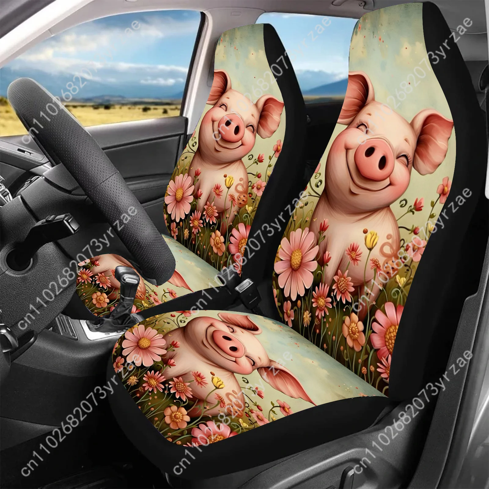 

Cute Pig Floral Car Seat Covers Universal Environmentally Friendly Interior Decorations Comfortable Breathable Car Seat Covers