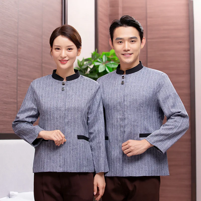 

Star Hotel Cleaning Service Uniform Long-Sleeved Property Cleaner Autumn and Winter Clothing Guest Room Waiter Workwear PA Clean