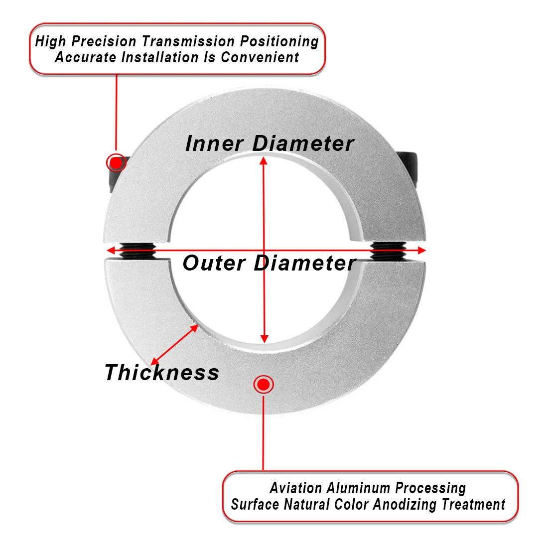 Afbeelding 3: 1Pc 3mm-100mm Diameter Askraag Aluminium Klem-type Kraag met Schroeven Duurzaam Dubbel Gesplitst Vaste Vergrendelingsbegrenzingsring