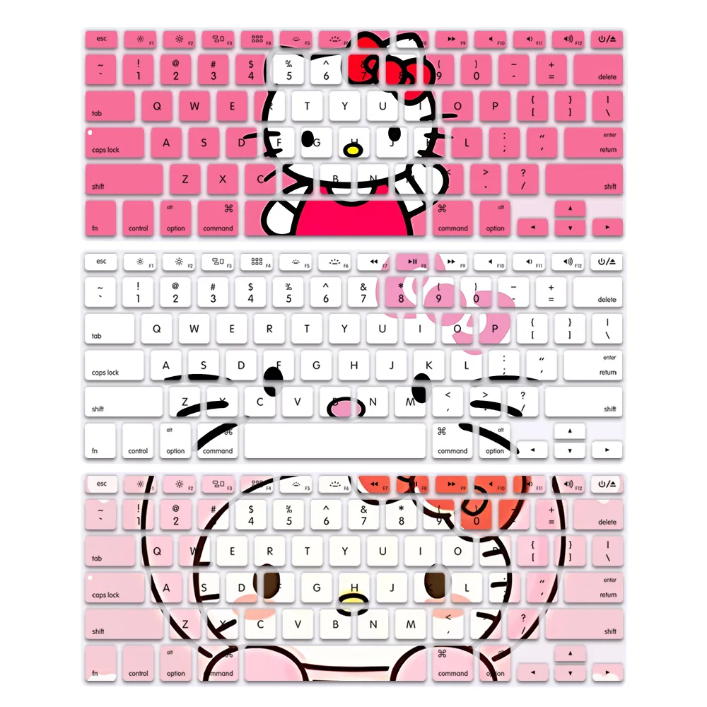 Cute light-colored Hello Kitty US Layout Soft Silicone Keyboard Cover for Macbook pro A1278  A1286 Retina A1425  A1502 Air A1369