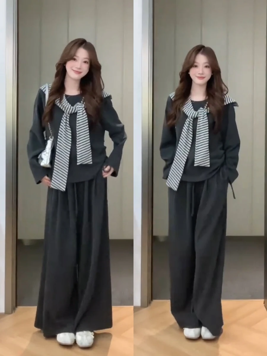 korean-sle-loose-women's-sportswear-set-autumn-winter-faionable-wide-leg-pants-casual-outfit-two-piece-set-round-ne-lon