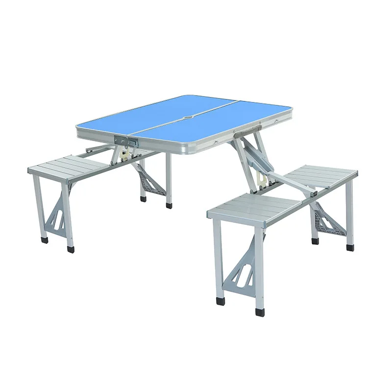 Outdoor integrated table and chair camping table, night market floor stall table, aluminum alloy one table with four chairs