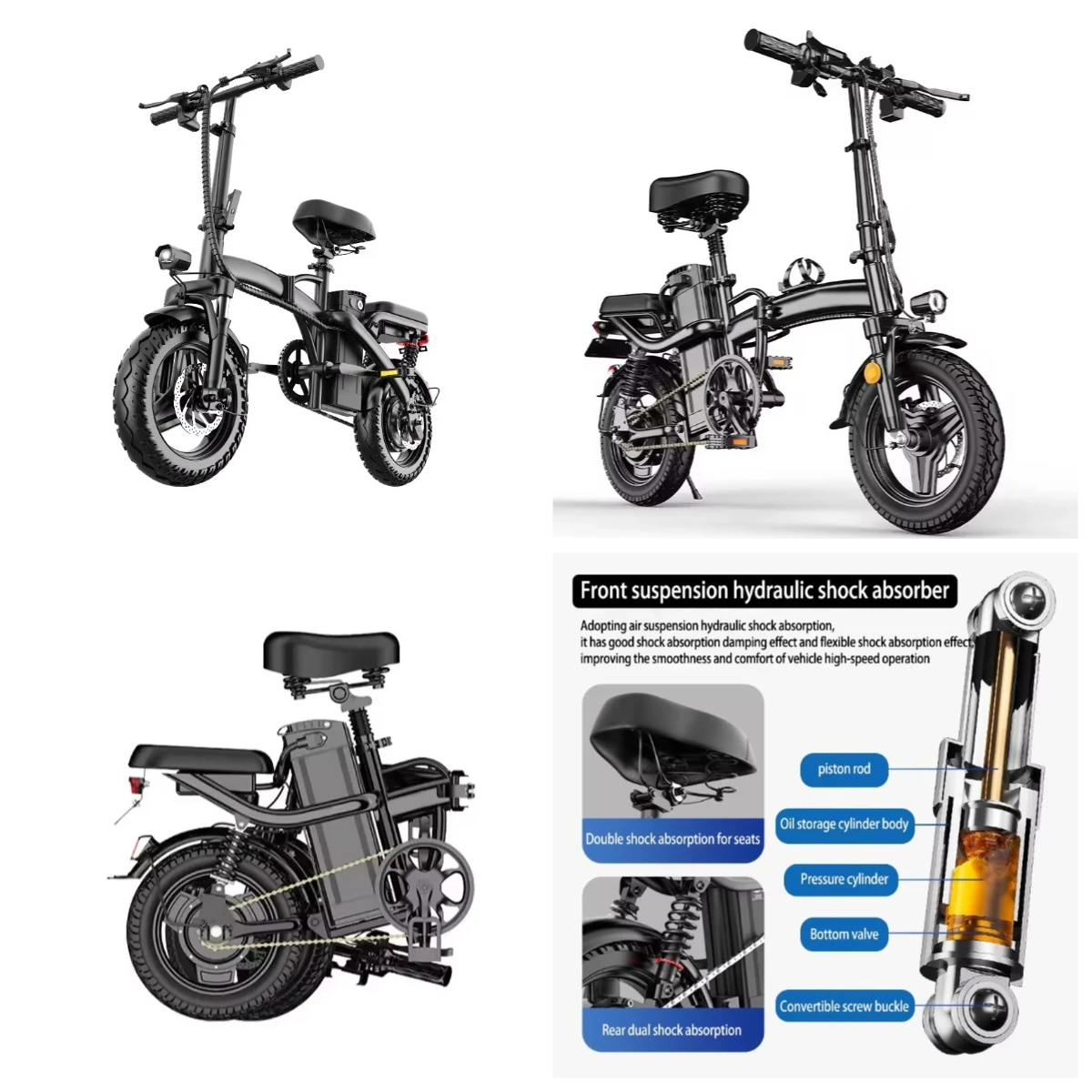 

Lvyuan Hot Selling 400W Mini Electric City Bike 14-Inch Folding Adult Battery-Powered Scooter Steel Frame 48v Voltage Motor