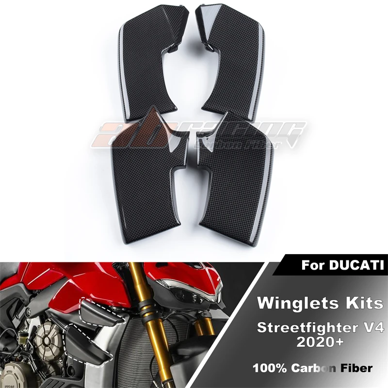 Winglets Wings Kits Fairing For Ducati Streetfight V4 V4S V2 2019-2024 Full Carbon Fiber 100%